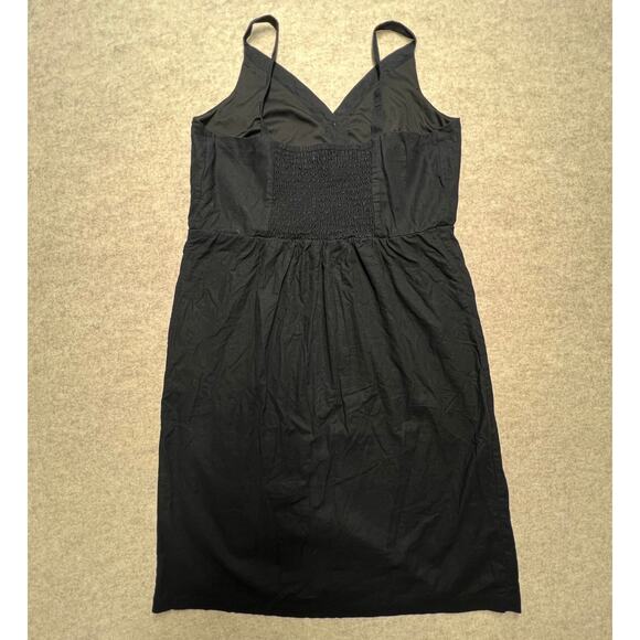 Maurices XL Black Linen Cotton Faux Wrap Midi Dress Coastal Boho - Picture 2 of 8